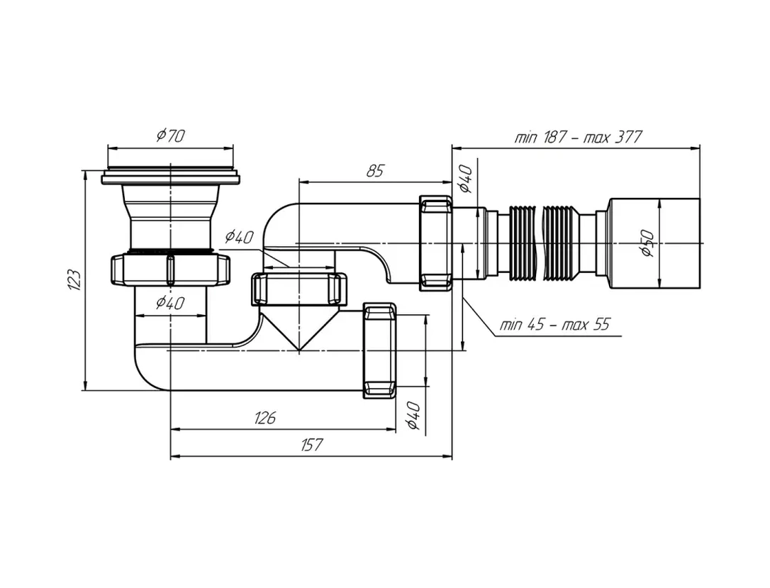 Anı Plast Duş Teknesi İçin 1 1/2"x40 Esnek Boru İle Sifon 40x50mm 83244718