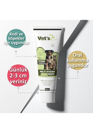 Vet's Health Multi-Vitamin Paste Kedi Köpekler İçin Vitamin Destek 2 x 100 G