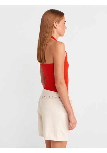 Dilvin 21162 Halter Yaka Top-k.kırmızı K.kırmızı