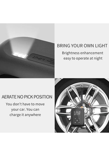 Çok Fonksiyonlu Taşınabilir Araba Elektrikli Kablosuz Lastik Şişirme Kompresör & Hava Pompası Dokunmatik Ekran Düğmesi