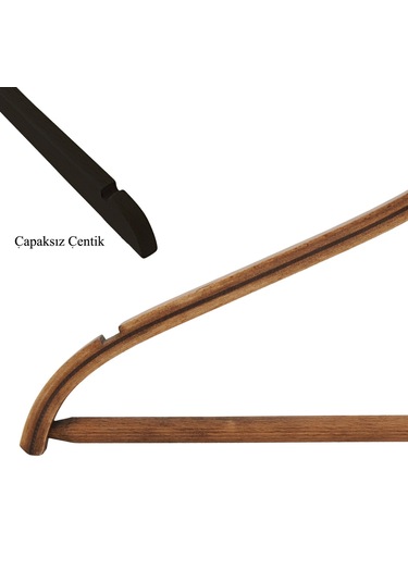 Nyn Ahşap Askı Barlı Gömlek Pantolon Askısı Ceviz Renk 100 Adet Kahverengi