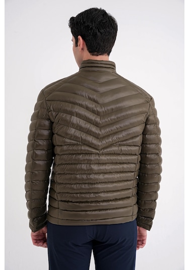 Slim Fit Hakim Yaka Yan Cepli Kaz Tüyü Haki Şişme Mont Mt 176 Haki