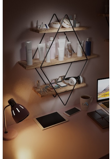 Bino Black Büyük Boy Prizma Duvar Mutfak Banyo Rafı Kitaplık