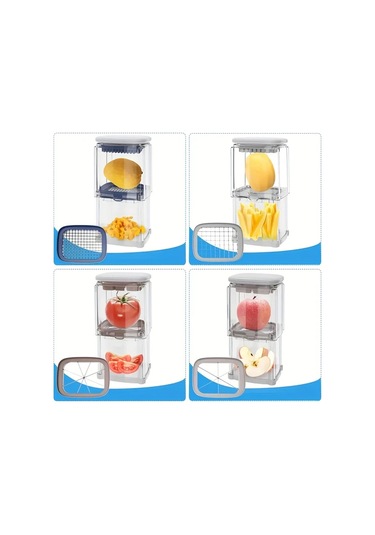 Dashanshop 1 Takım 4 Dilimli Grey Sebze Doğrayıcı - Paslanmaz Çelik Bıçaklı Mutfak Aleti Patates Soğan Meyve Sebze Kesme Ev Yemekleri İçin 1 Parça