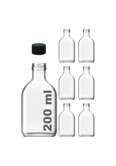 Afracam Cold Brew Yassı Şeffaf 200 ML Siyah Kapaklı Cam Şişe 15 Adet