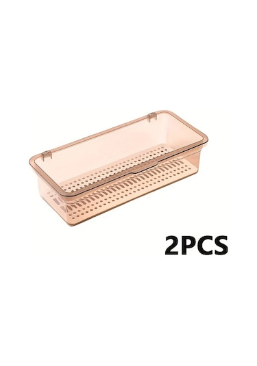 Sunshine011 İki Büyük Kapasiteli Transparan Kahverengi Makyal Fırçası Saklama Kutusu Şeffaf Kahverengi