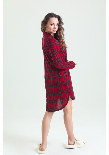 Magic Form 87764 Kadın Önden Düğmeli Gecelik-bordo Bordo