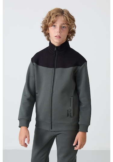 Tommy Life Haki Pamuklu Kalın İçi Tüylü Yumuşak Dokulu Standart Fit Nakışlı Erkek Çocuk Eşofman Takım - 11240 Haki