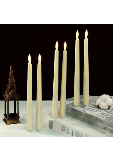 Willowhaven 6 Adet Beyaz Led Flamalı Pil İle Çalışan Dekoratif Mum - Yemek Masası, Parti, Düğün Beyaz