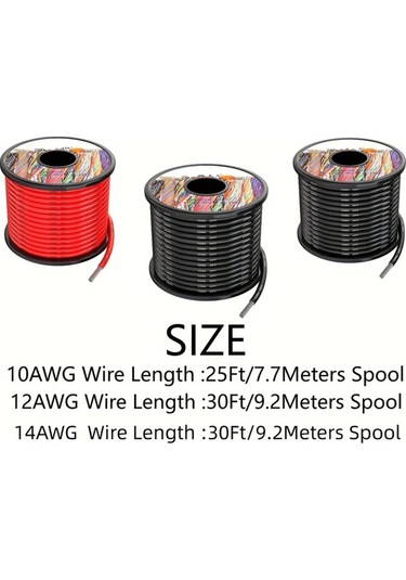 Xuweiwei Enbohao 10awg 25ft Silikon Elektrik Kablosu Lehimli Bakır Esnek Yüksek Isı Direnci