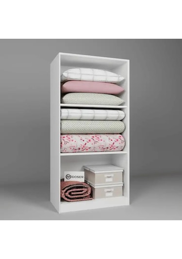 Lucas 4 Kapaklı 6 Raflı Yüklük Gardırop Seti Beyaz 188 Cm. Beyaz