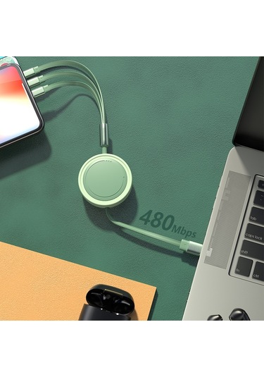Cbtx 3in1 Type-c - Lightning - Micro Usb 66 W Geri Çekilebilir Veri Şarj Kablosu  -