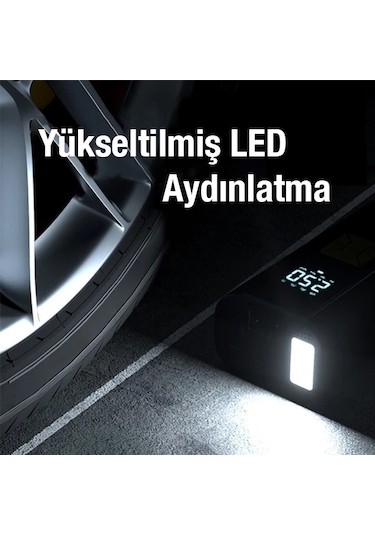 Enraco ST-9620B Dijital Led Işıklı Taşınabilir Şarjlı Araç Lastik Hava Şişirme Pompası