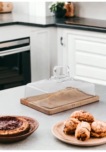 The Mia Madera Dikdörtgen Kek Saklama Fanusu 16x28x18 Cm