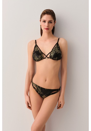 Suwen Medusa Üçgen Bikini Üstü Sb2516512061206 Siyah Yılan Baskılı