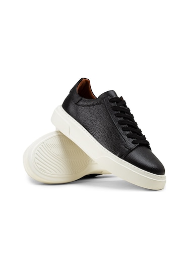 Deery Erkek Siyah Hakiki Deri Sneaker Ayakkabı - 04651msyhe01