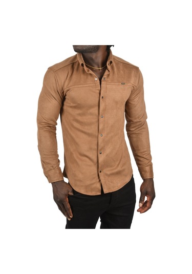 Deepsea Erkek Açık Kahve Çıtçıtlı Süet Gömlek 2500556 Açık Kahverengi