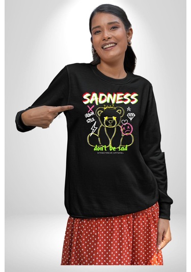 Üzüntü Üzülme Unisex Siyah Sweatshirt Siyah