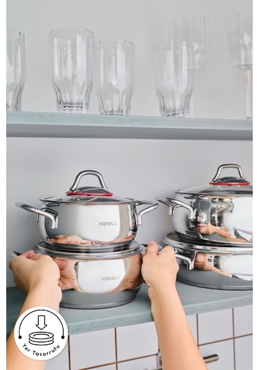 Karaca  Emirgan İndüksiyon Tabanlı 8 Parça Çelik Tencere Seti