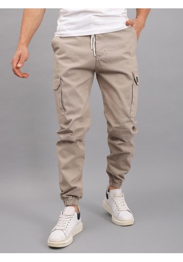 Yxc Trend Maker Erkek Kargo Pantolon Paça Lastikli Erkek Pantolon Taş Rengi
