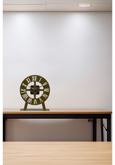 Roma Model Metal Lazer Kesim Akar Sessiz Mekanizmalı Masa Saati Gold