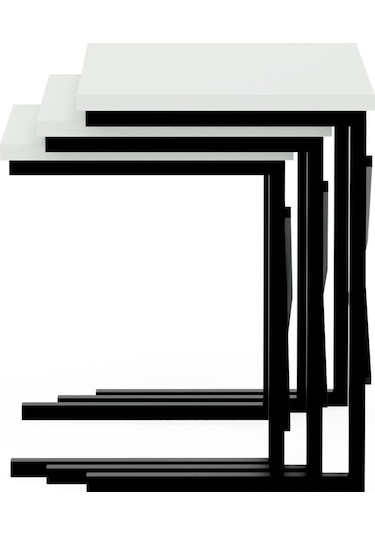 Ceramical ZG1 Metal Zigon Sehpa 3'lü Beyaz