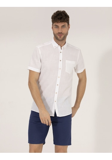 Pierre Cardin Erkek Beyaz Kısa Kollu Gömlek 50268184-vr013 Beyaz