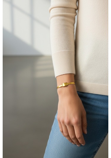 Çiğdem Gürel Kuyumculuk 8 Ayar 3 Sıra Trabzon Hasır Altın Bileklik Açık Sarı