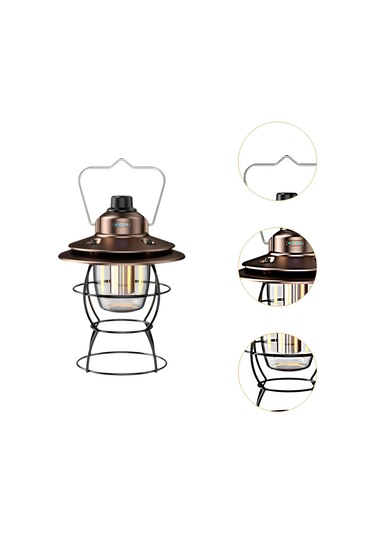 Suntek Led Kamp Feneri Piknik Acil Veranda Için Asılı Aydınlatma Bronz Kahverengi