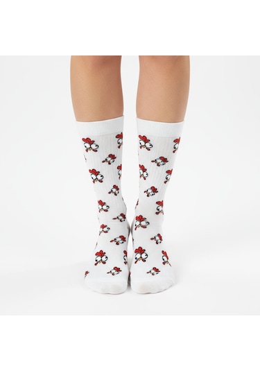 Gost Liria Chicken Socks Desenli Unisex Soket Çorap Beyaz