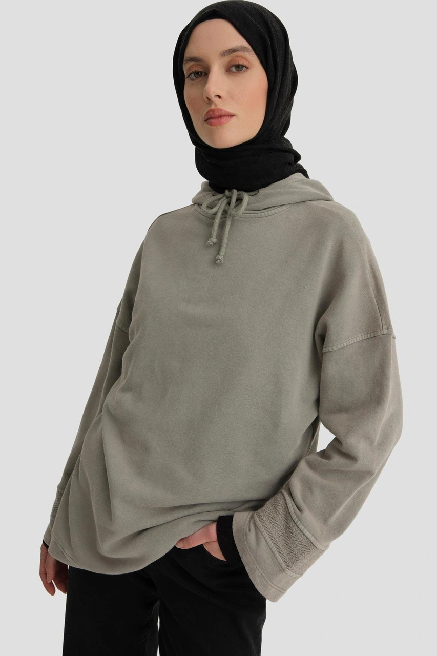Armine Yıkama Efektli Sweat 24kd6804 Vizon Vizon