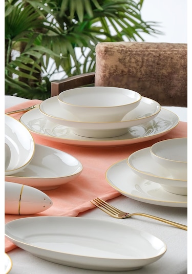 Mallory 54 Parça 12 Kişilik Gold Porselen Yemek Takımı