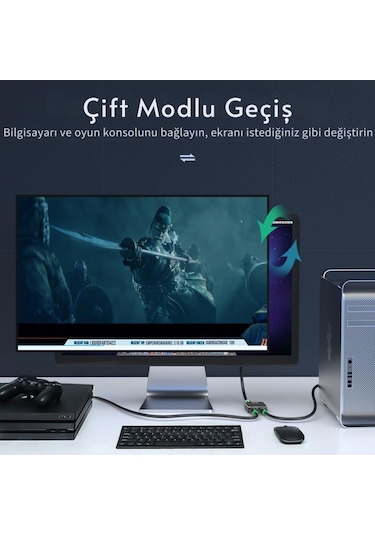 Essager 2in1 Çift Yönlü Hdmı Switch Adaptör, 4k 60hz, Çift Ekran Bağlantılı Çevirici, Tv,pc,projektör