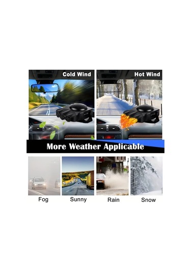 Boatshop1 Siyah 12v 150w Soguk Ve Sicak 2si 1 Arada Donerli Portatif Araba Isitici Fan Yaglik Cozucu Tutacakli