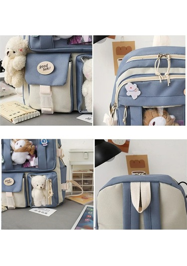 Youtek 5 Parçalı Şık Öğrenci Çantası Seti - Büyük Kapasiteli Ve Dayanıklı Not: Başlık 113 Karakter Sınırına Uygundur Mavi