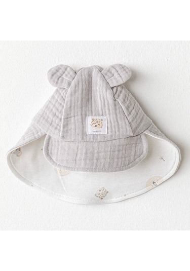 Andy Wawa Şapka Müslin Happy Animals Gri-12084 Gri