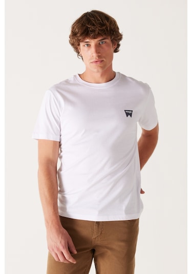 Regular Fit Normal Kesim Bisiklet Yaka Beyaz Tişört W70Md3312 Beyaz