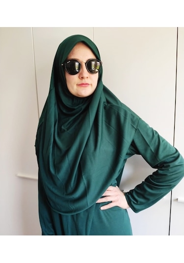 Tek Parça Namaz Elbisesi (Yeşil) Koyu Yeşil