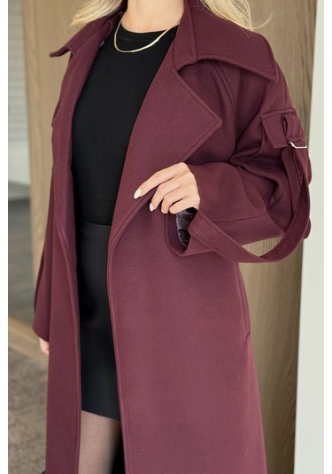 Bordo Kolları Cep Detaylı Premium Kaban - 408033 Bordo