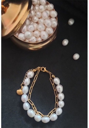 24k Altın Kaplama 10 Mm Gerçek İnci İstiridye Uzatmalı Tasarım Bi Gold