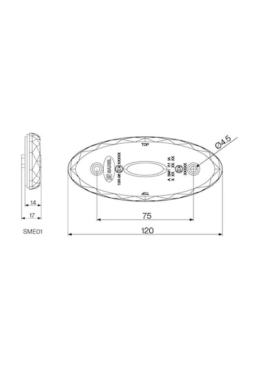 12v-24v Yan Sinyal Lambası Dorse Side Marker Sarı Oval 4 Ledli 120 50 Mm