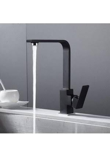 Üso Su Armatürleri Siyah Kare Mutfak Eviye Bataryası Üso Gri