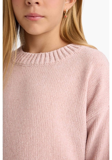 Defacto Kız Çocuk Bisiklet Yaka Şönil Kazak F2619a825wnpn287 Pembe