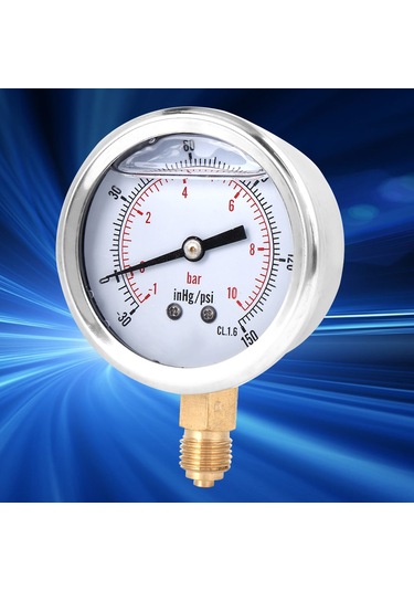 Dianziye Stainless Steel + Brass Radyal Yağlı Vakum Manometresi, 1/4bsp, -1-10 Bar Aralığı, Doğru Ölçüm, Basit Kurulum, Makine-sanayi Kullanıma Uygun
