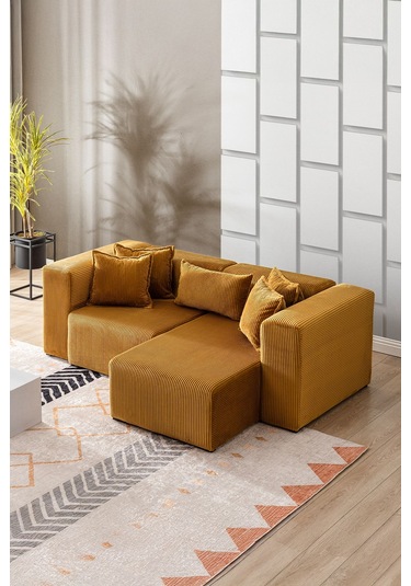 Katt Modüler Ekstra Rahat İskeletli 2 Li Koltuk 10 Renk Hardal
