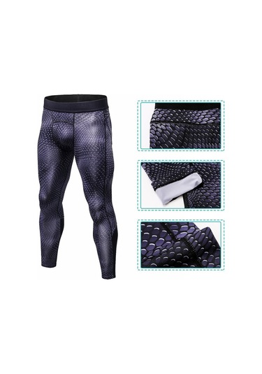 Yuerlian Erkek 3d Çiçek Baskılı Sıkıştırma Sıkı Uzun Pantolon Skinny Tayt