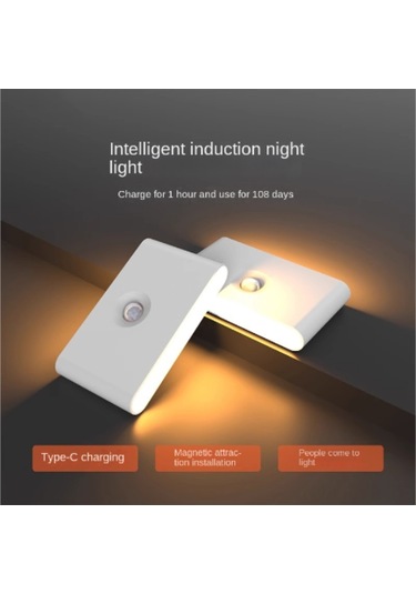 Ranyeek Akıllı Vücut Algılama Lambası - İnsan Geliğinde Aydınlanır, Yatak Odası Ve Gece Lambası, 2 Adet Paketi Beyaz