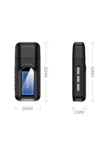 Sones T11 2'si 1 Arada Usb Bluetooth 5.0 Verici Ve Alıcı Ses Adaptörü, Lcd Ekranlı Siyah