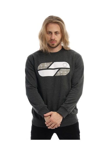 Erkek Polo State Baskılı Bisiklet Yaka Sweat Antrasit