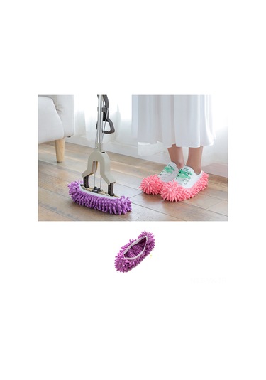 Vkemall Mor Mikrofiber Chenille Temizlik Ayakkabı Kılıfı - Yıkama Yapılabilir, Kolay Kullanıma Uygun, Taban Temizliği Yardımcısı Tek Adet